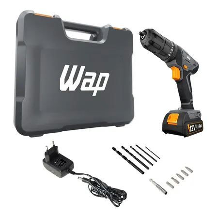 Parafusadeira e Furadeira de Impacto wap wf 12k42 com Indicador de Nivel de Bateria e Maleta